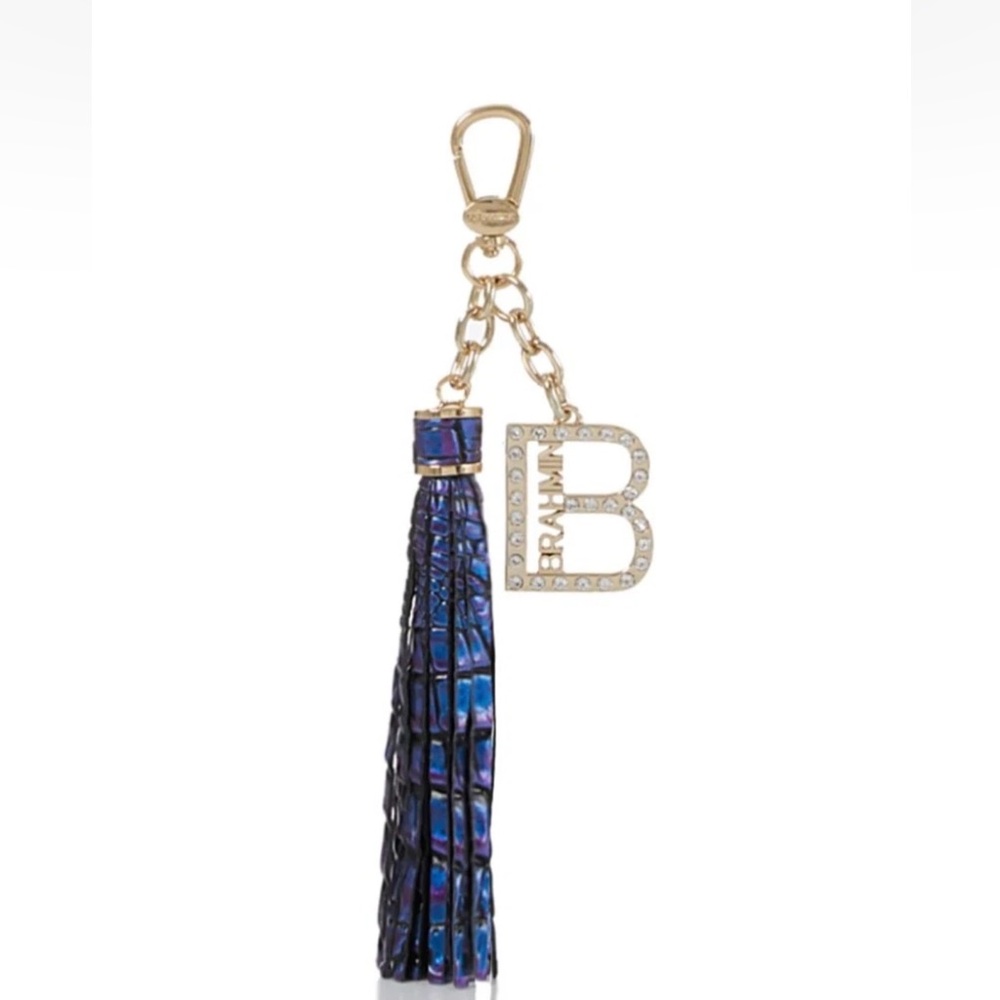 Brahmin B Charm Tassel Neptune Melbourne Genuine Leather Keychain Bag Charm
